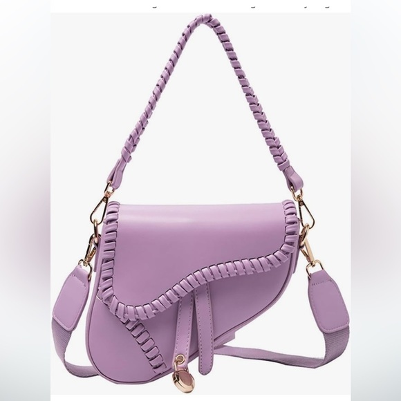 Lavender spring saddle bag crossbody bag purse with gold hardware - Picture 3 of 3